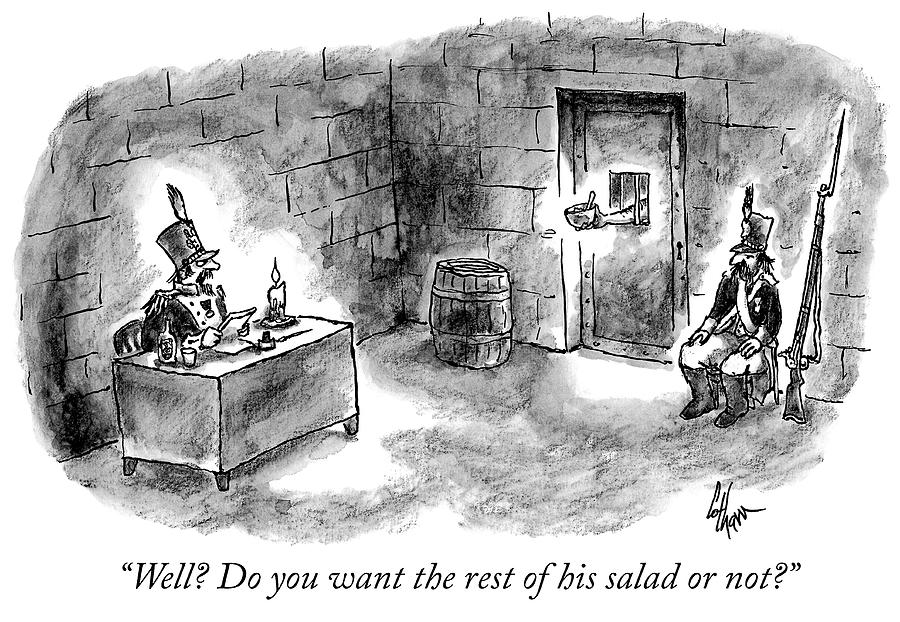 Do you want the rest of his salad Drawing by Frank Cotham