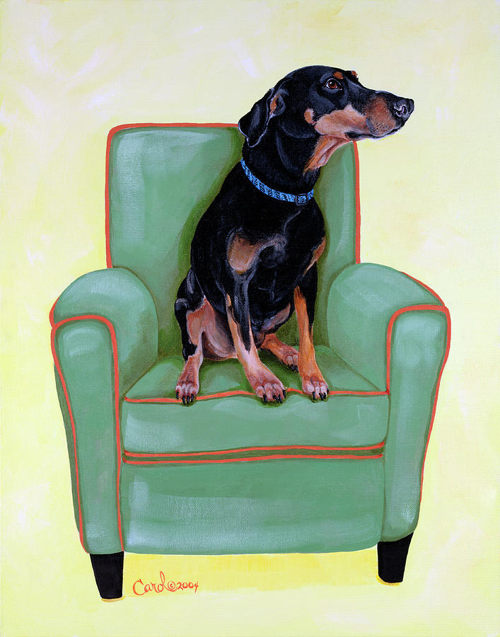 Dobie On Green Painting by Carol Dillon