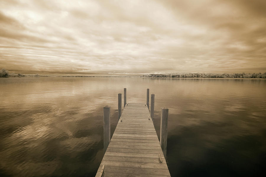 Conway Photograph - Dock At Crooked Lake, Conway, Michigan 09 - Ir by Monte Nagler