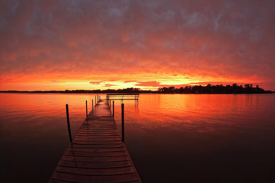Dock At Sunset On Lake Minnetonkamn Photograph By Alvis Upitis