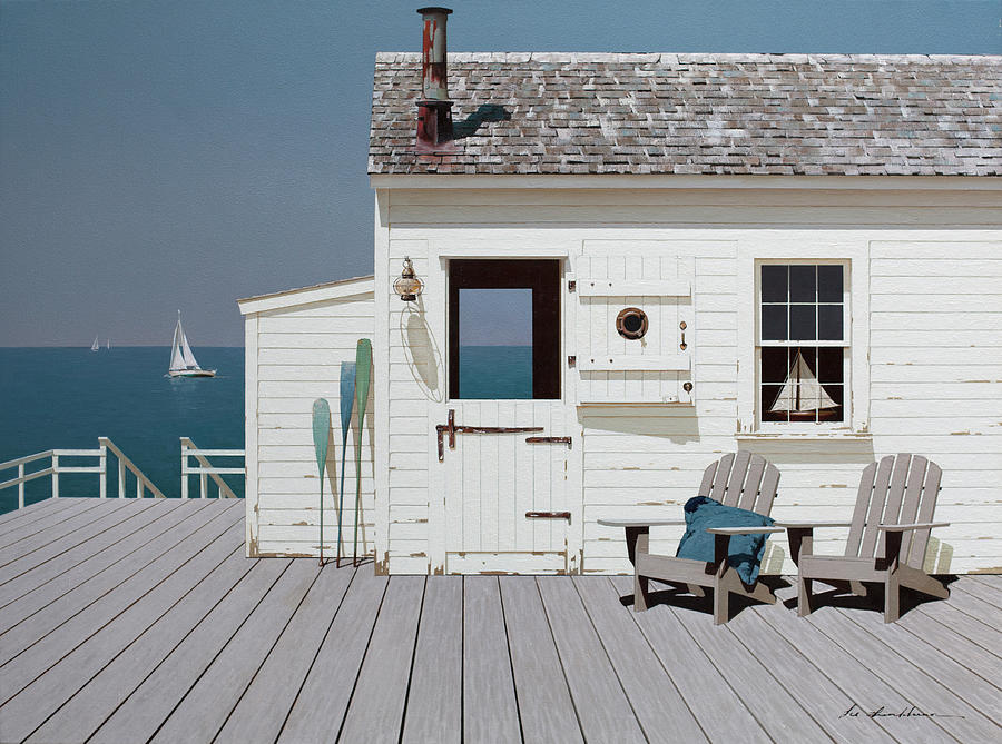Ocean Painting - Dock House by Zhen-huan Lu