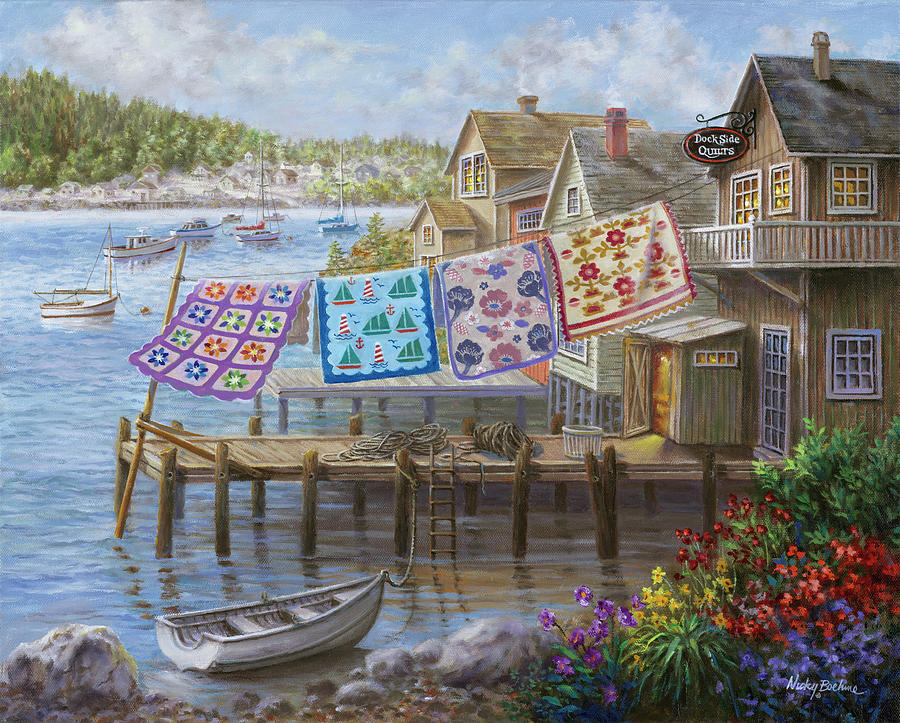 Pier Painting - Dock Side Quilts by Nicky Boehme