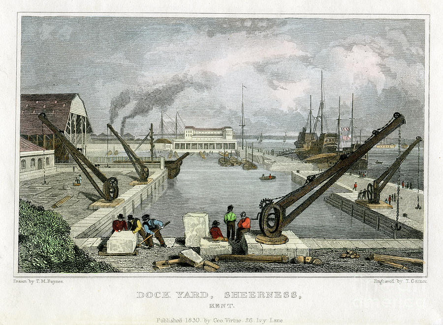 Dock Yard, Sheerness, Kent, 1830 Drawing by Print Collector