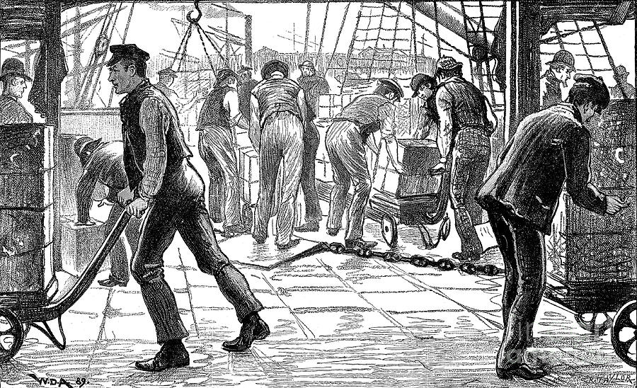 Dockers Unloading Tea In London Docks Drawing by Print Collector