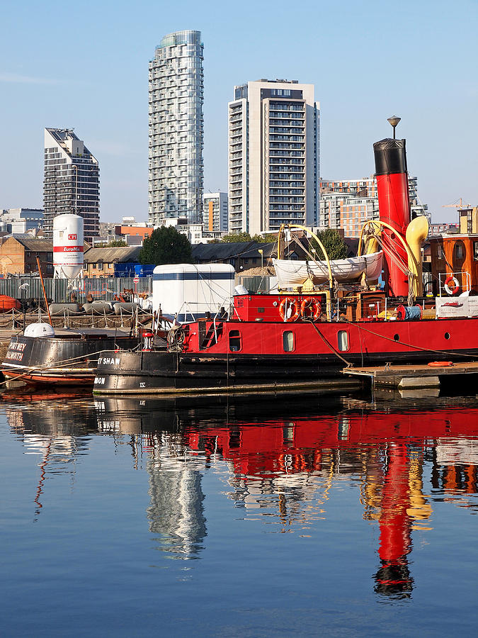 Docklands Boats And Construction Vertical Photograph by Gill Billington