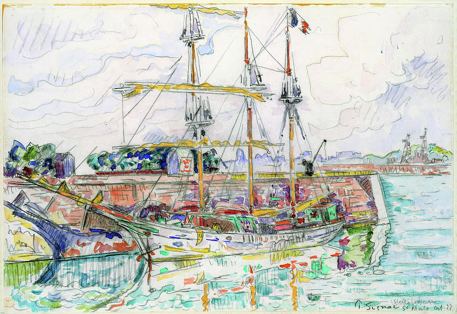 Paul Signac Painting - Docks At Saint Malo - Digital Remastered Edition by Paul Signac Paul Signac Painting - Docks At Saint Malo - Digital Remastered Edition by Paul Signac