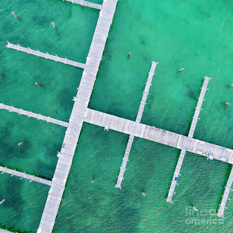 Lake Michigan Photograph - Docks in Elk Rapids Aerial by Twenty Two North Photography