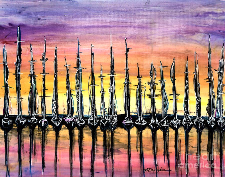 Dockside reflections Painting by Patty Donoghue