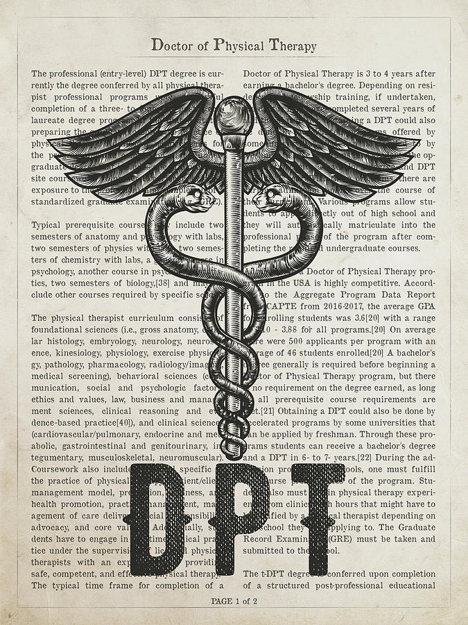 Dpt Digital Art - Doctor of Physical Therapy Gift Idea With Caduceus Illustration by Aged Pixel Dpt Digital Art - Doctor of Physical Therapy Gift Idea With Caduceus Illustration by Aged Pixel