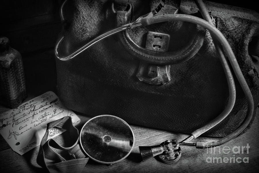 Doctor - Vintage Medical Bag black and white by Paul Ward
