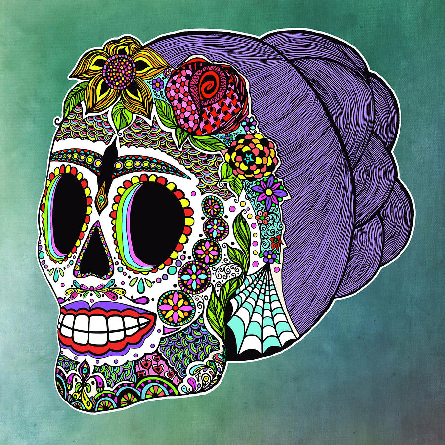 Halloween Mixed Media - Dod-catrina Skull by Tammy Wetzel