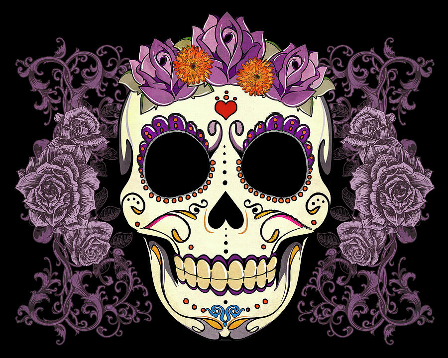 Halloween Mixed Media - Dod-rose Skull by Tammy Wetzel