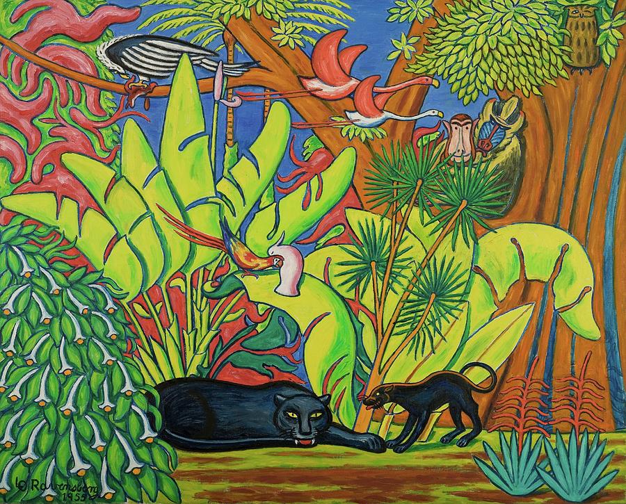 Jungle Painting - Doden Lurer I Djungelen by Ludvig Ravensberg