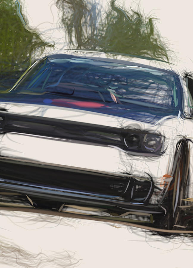 Dodge Challenger Drag Pak Drawing Digital Art by CarsToon Concept