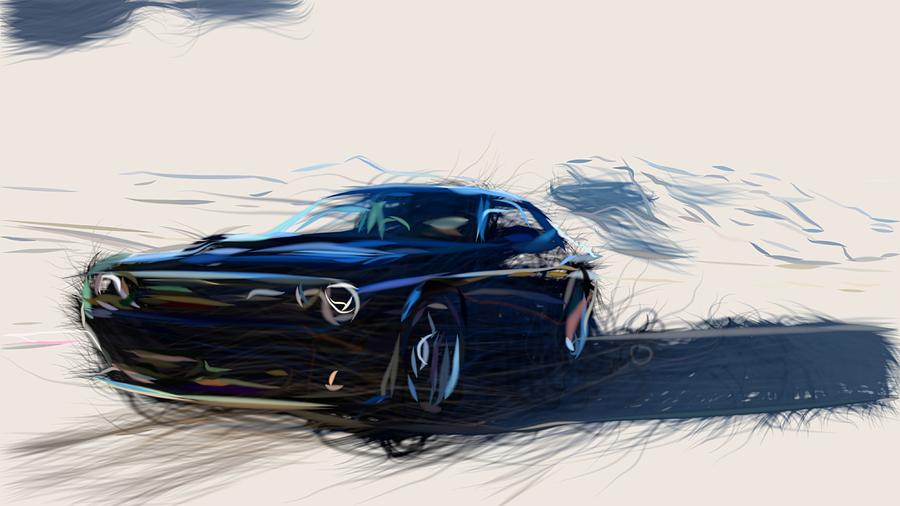 Dodge Challenger SRT Hellcat Draw Digital Art by CarsToon Concept - Pixels