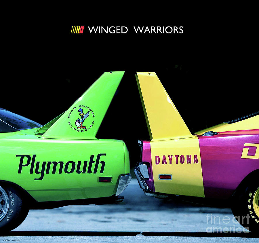 Dodge Charger Daytona, Plymouth Road Runner Superbird, Winged Warriors Mixed Media by Thomas Pollart