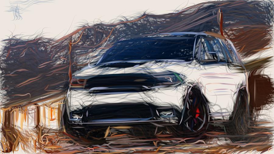 Dodge Durango SRT Drawing Digital Art by CarsToon Concept
