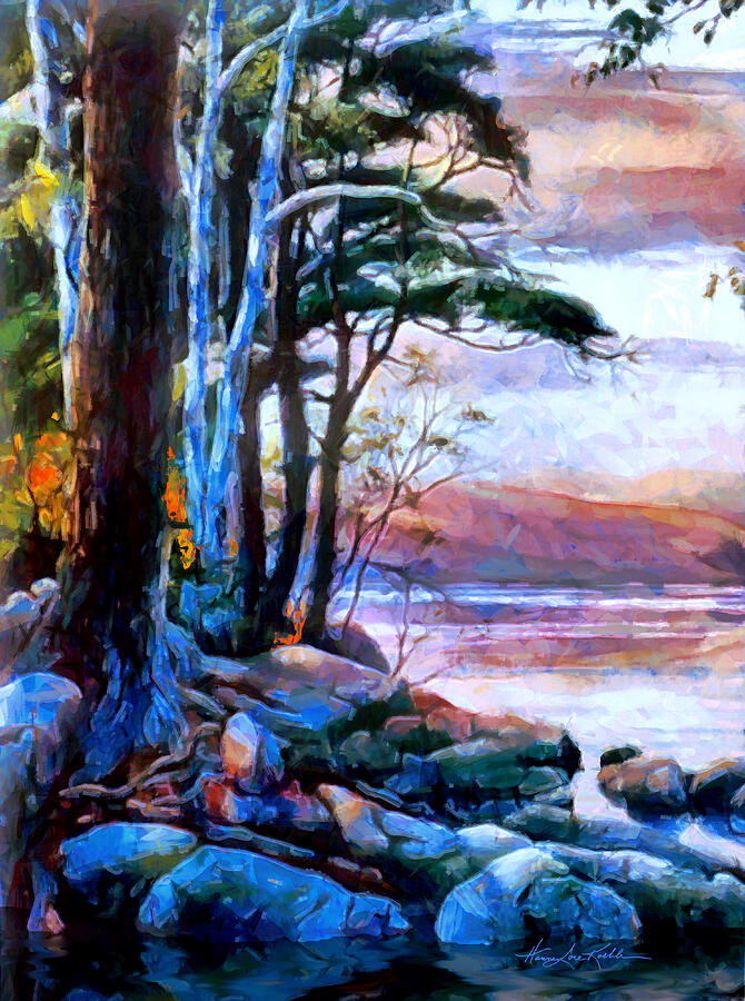 Tree Painting - Doe Lake Dawn by Hanne Lore Koehler