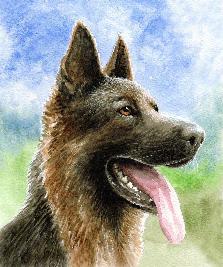 Dog 146 German Shepherd Painting by Lucie Dumas
