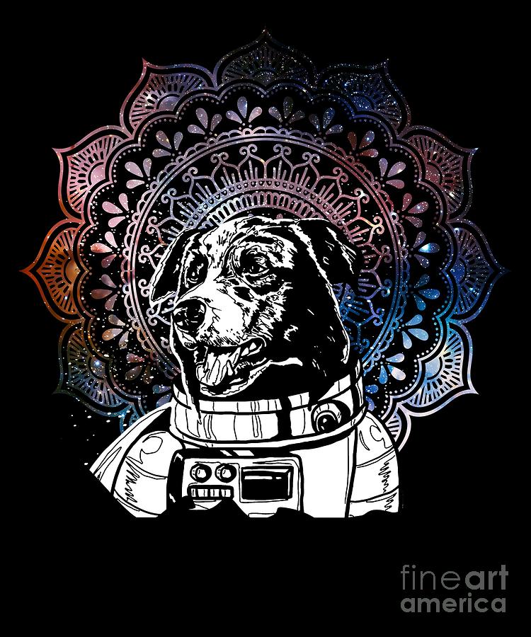 Dog Astronaut Mandala Zen Buddhist Outer Space Galaxy Digital Art