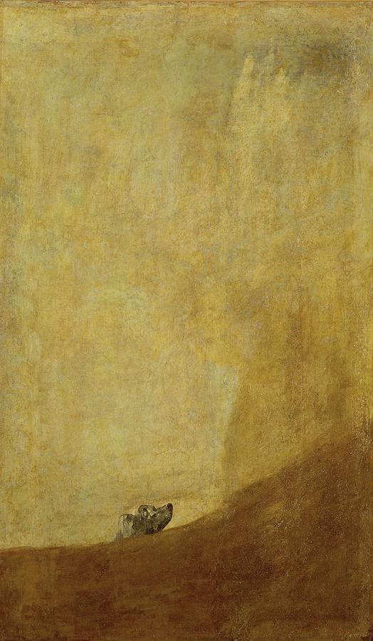 Dog, half submerged. One of the andquot, from the Quinta del Sordo, Goyas house.1819-1823. Painting by Album