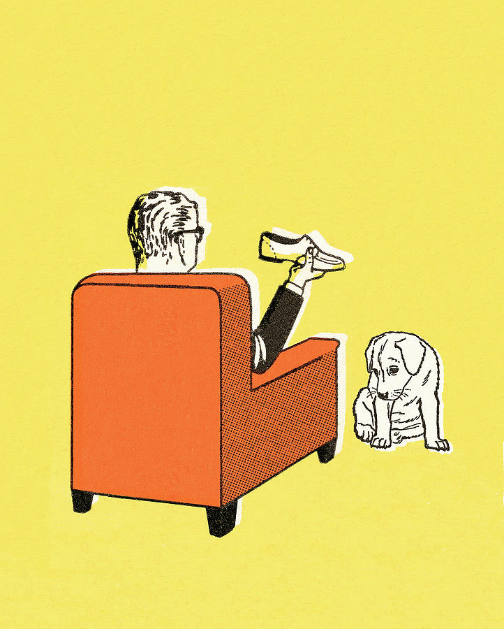 Vintage Drawing - Dog in trouble for eating shoe by CSA Images