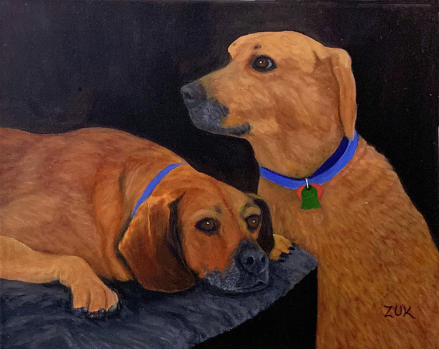 Dog Love Painting by Karen Zuk Rosenblatt