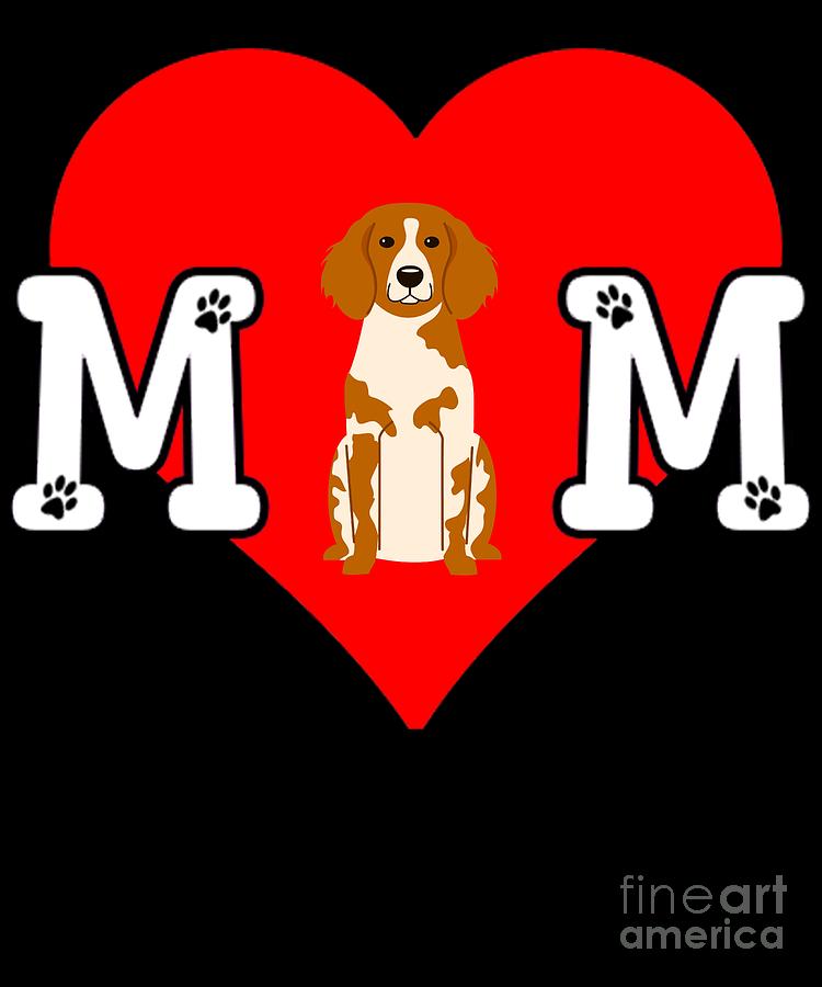 Dog Mom Heart Paw Prints Epagneul Breton Digital Art By Jose O