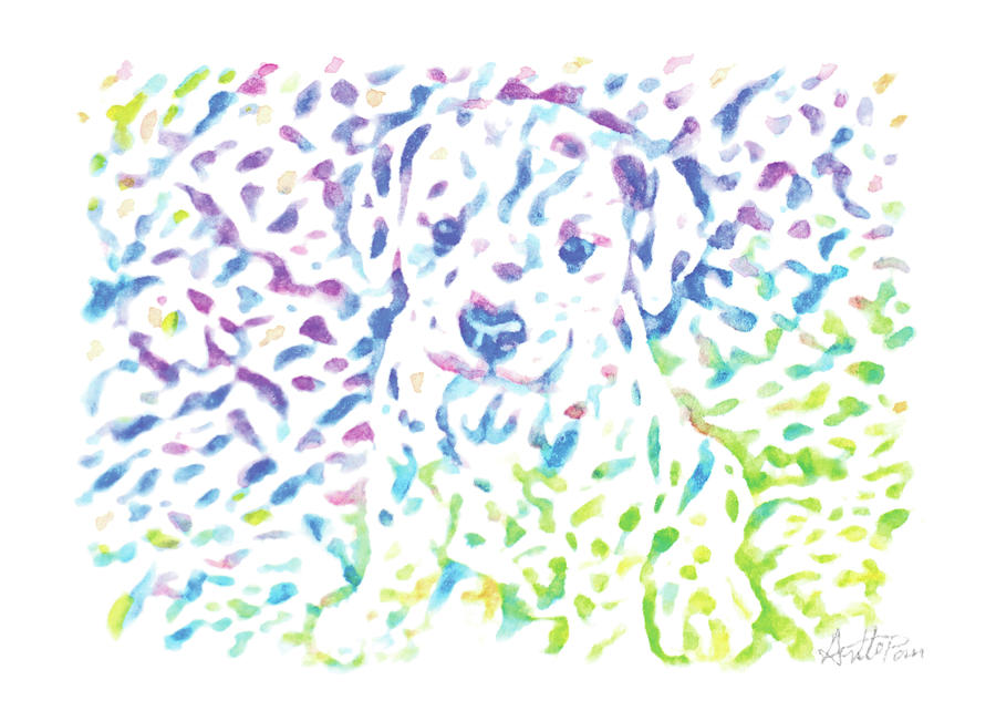 Dog,puppy,pup, doggie-Watercolor,Colourful,Dazzling,ImpressionismHandmade,Hand-painted,Greeting Card Drawing by Artto Pan