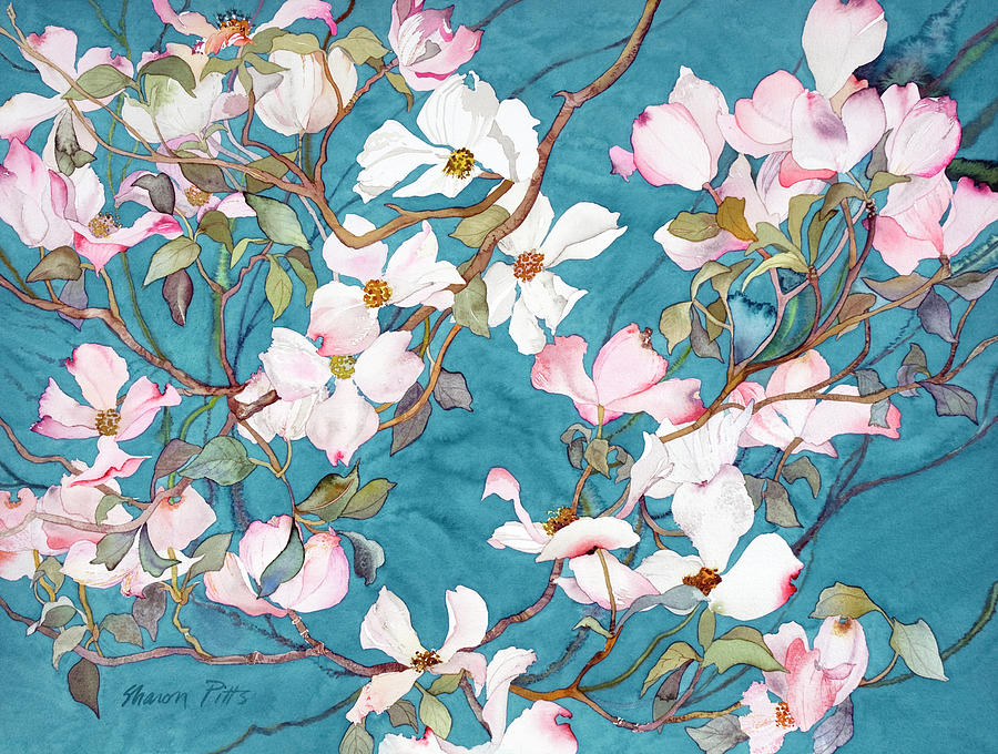 Flower Painting - Dogwoods, Pink by Sharon Pitts