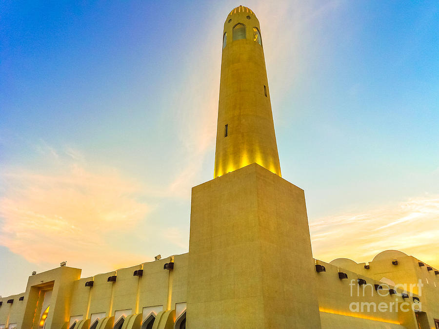 Doha Grand Mosque sunset Photograph by Benny Marty
