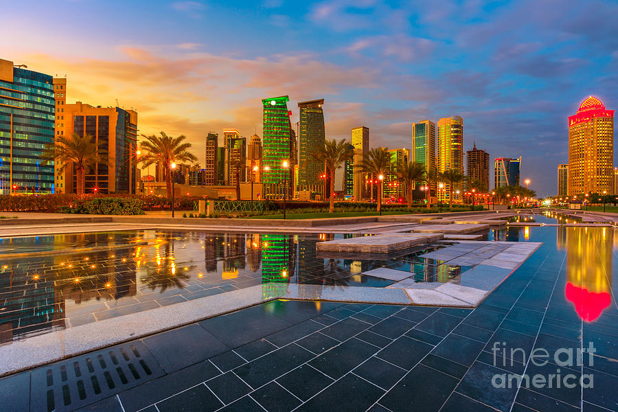 Doha skyline twilight Photograph by Benny Marty