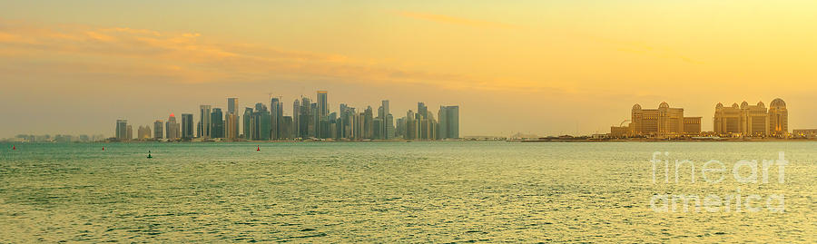 Doha west Bay banner Photograph by Benny Marty