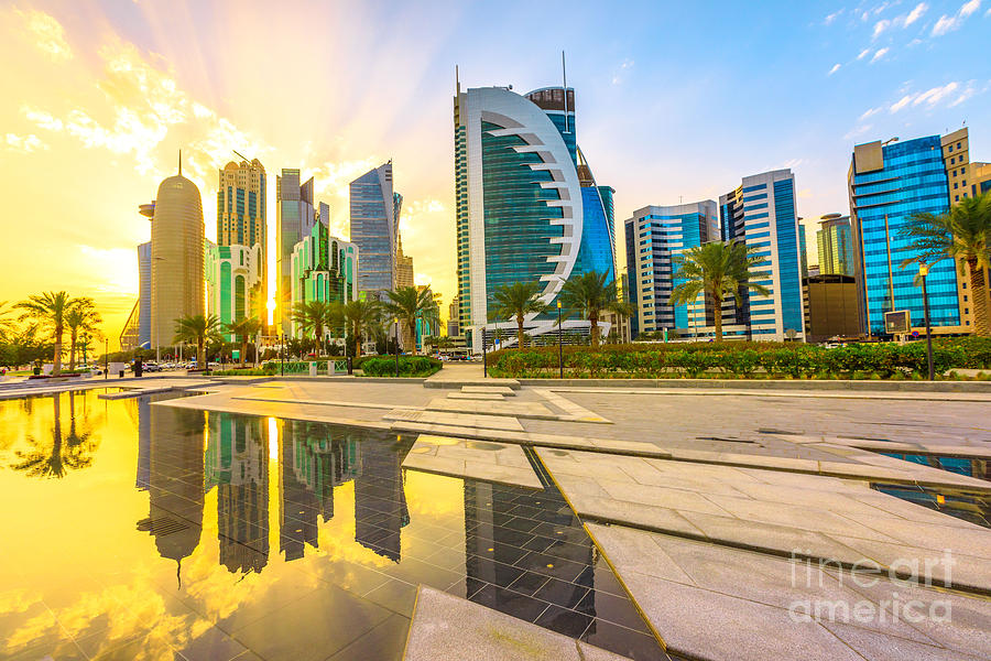 Doha West Bay reflection Photograph by Benny Marty