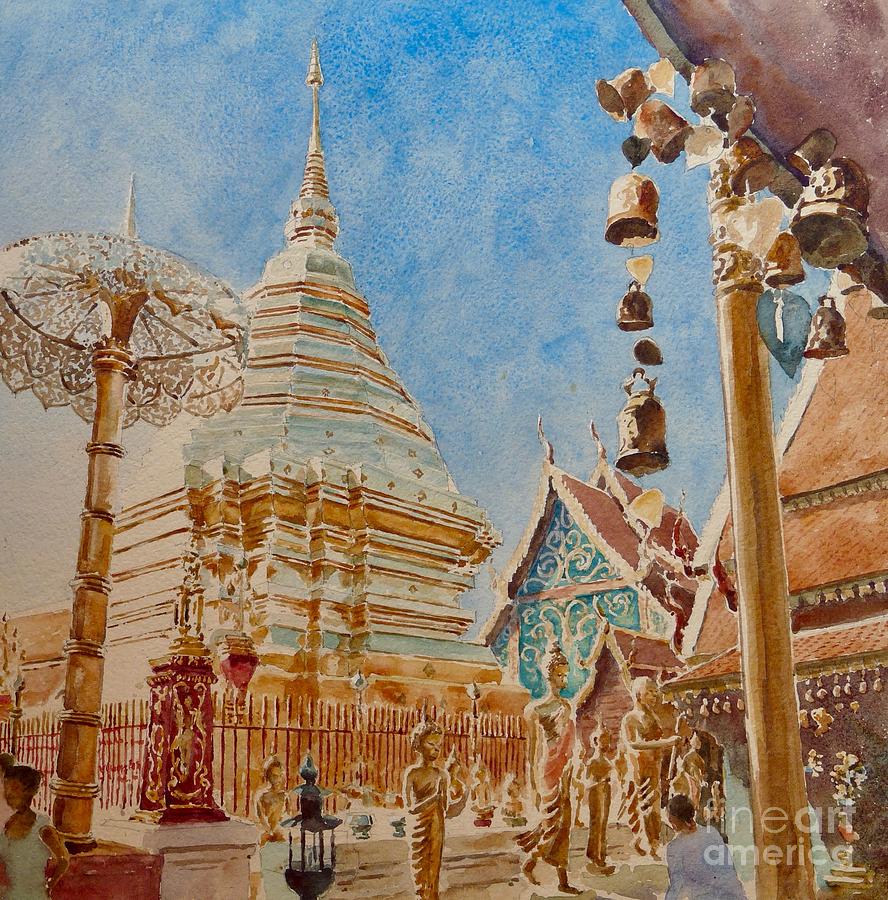 Architecture Painting - Doi Suthep, Chiang Mai by Clive Wilson