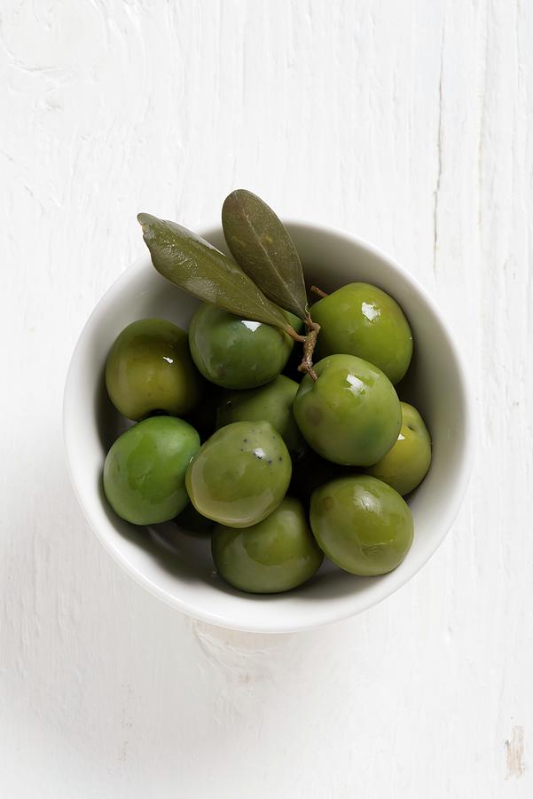 Dolce Di Napoli Olives In A White Bowl Photograph by Franco Pizzochero