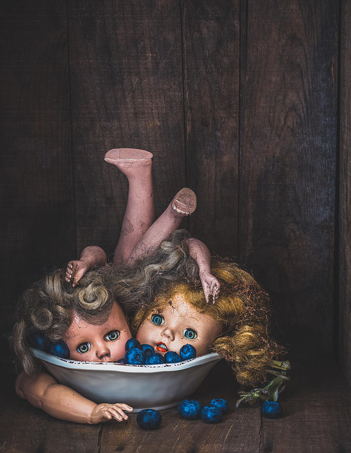 Still Life Photograph - Dolls And Blueberries by Alan Shapiro