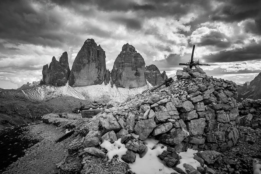 Black And White Digital Art - Dolomite Di Sesto Natural Park, Italy by Olimpio Fantuz