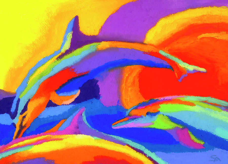 dolphin painting abstract