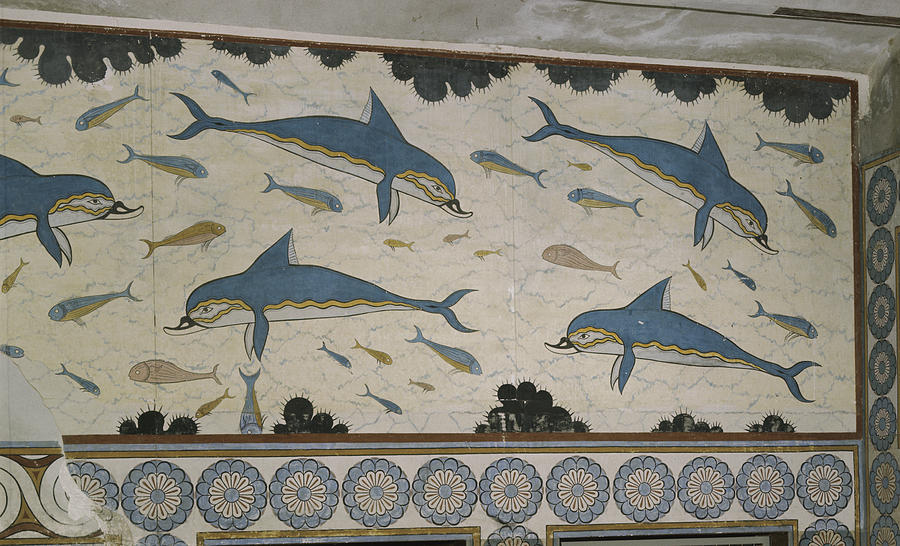 Dolphin Fresco, From The Apartment Painting by Kurt And Rosalia Scholz