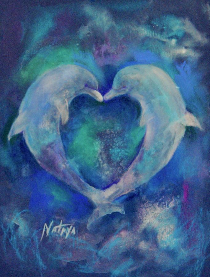 Dolphin Love Mixed Media by Nataya Crow