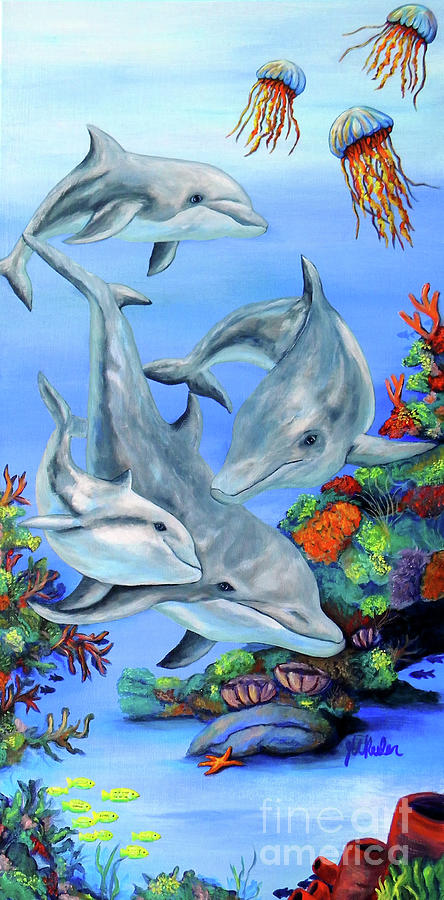 Dolphin Splendor Painting by JoAnn Wheeler