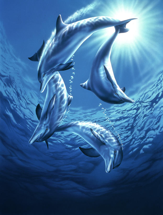 Dolphin Swing Painting by Joh Naito