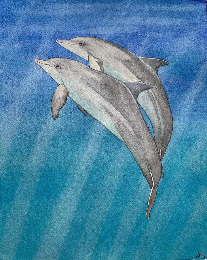 Dolphins dreaming Painting by Sonia Hall - Fine Art America