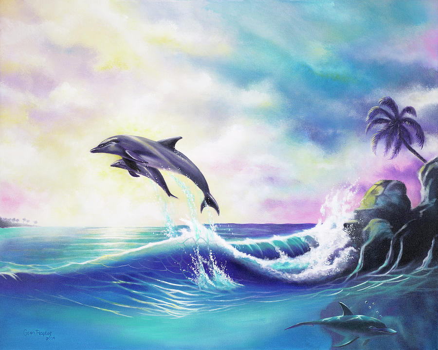 Dolphin Painting - Dolphins by Geno Peoples