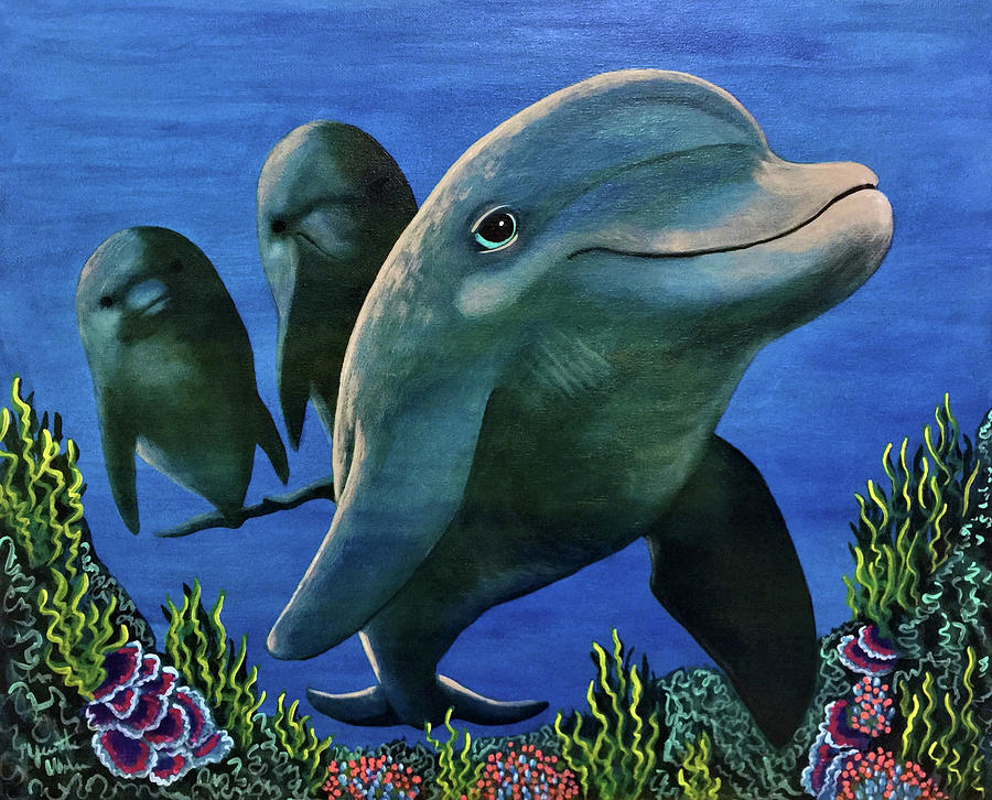 Dolphins Greeting Painting