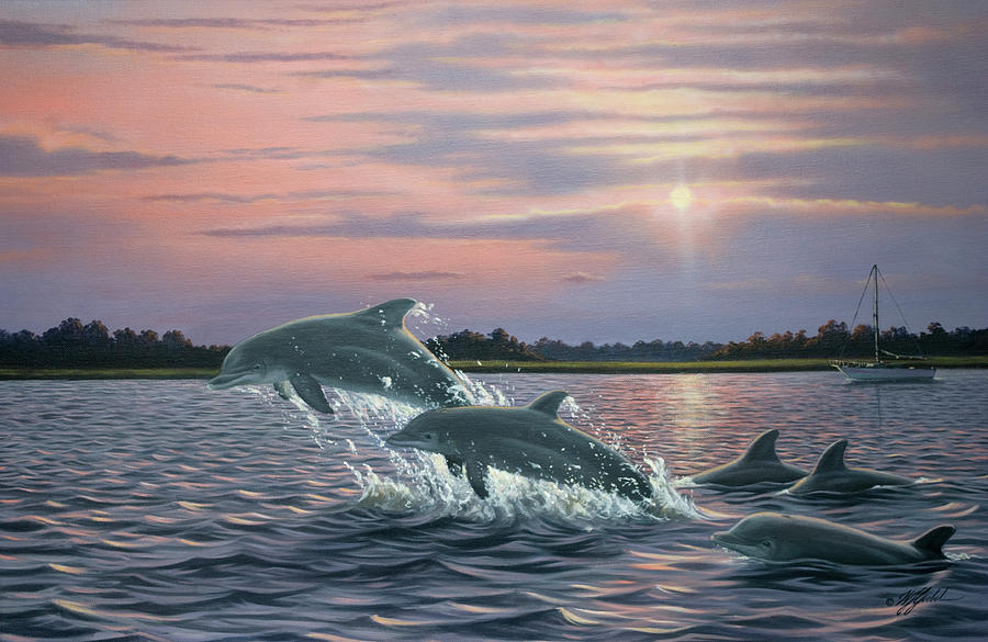 Dolphin Painting - Dolphins by Wilhelm Goebel