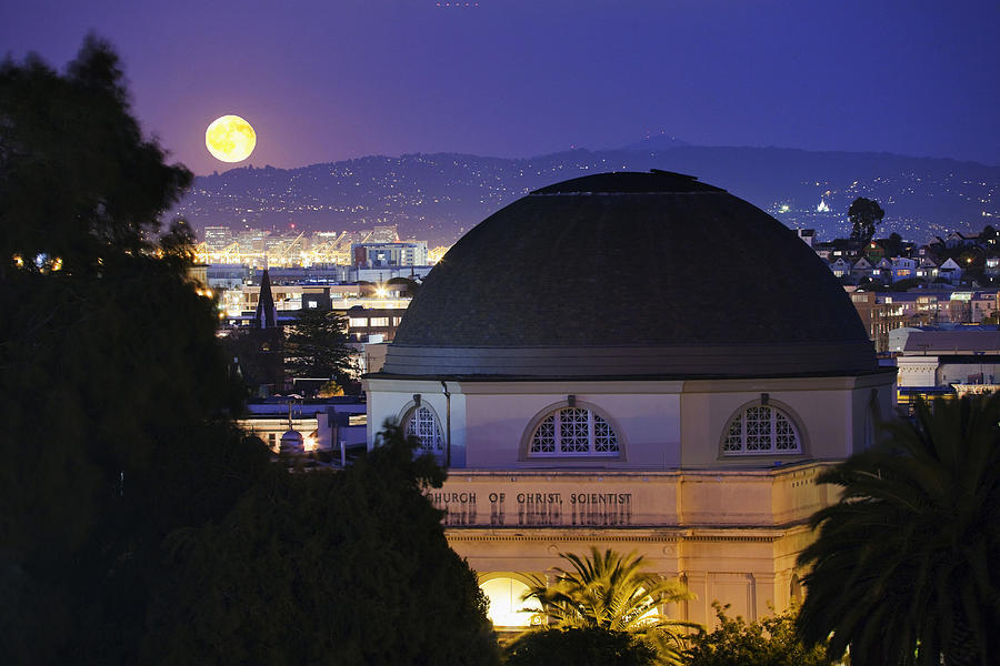 Dome & Cityscape With Full Moon Digital Art by Pietro Canali