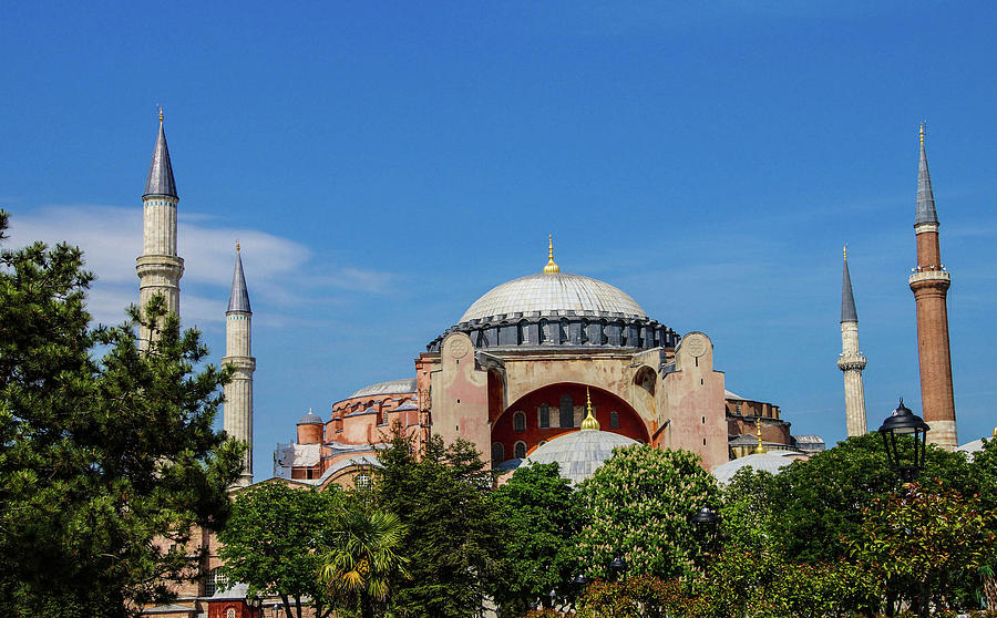 Dome and minarets of Hagia Sophia Photograph by Steve Estvanik