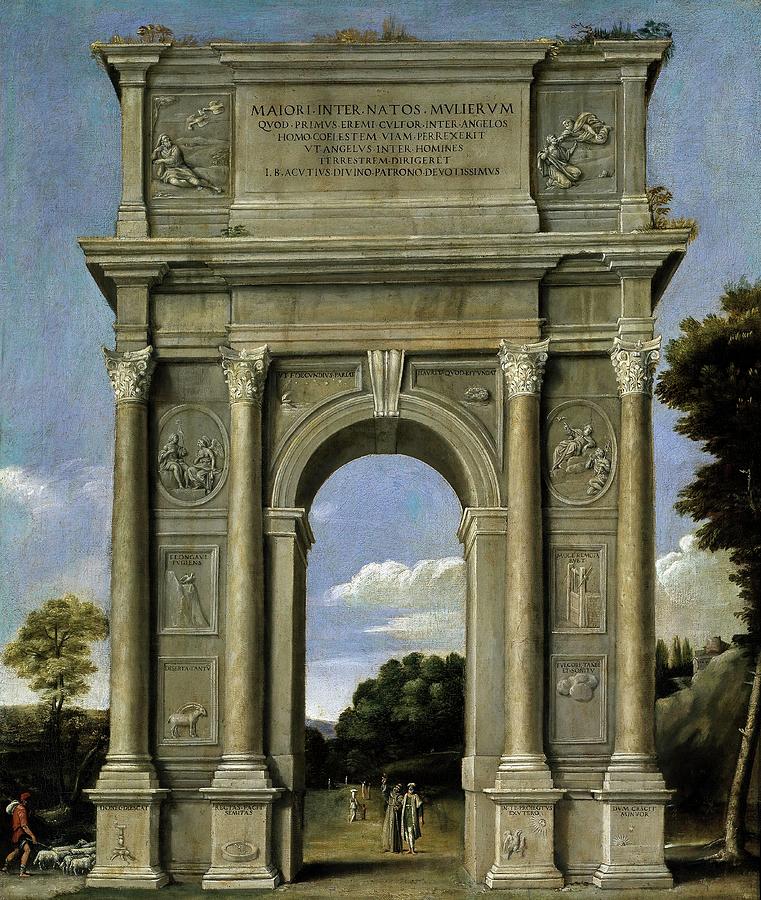 Domenichino / Triumphal Arch, 1607-1615, Italian School, Oil on canvas, 70 cm x 60 cm, P00540. Painting by Domenico Zampieri -1581-1641-
